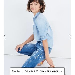 11. Madewell The High-Rise Slim Boy Jean in Paint Splatter edition like new!
